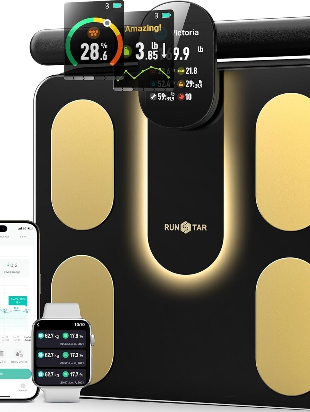 RunStar Smart Scale 8 Electrodes Digital Scale for Body Weight and Fat